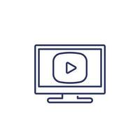 vídeo conteúdo linha ícone com uma televisão vetor