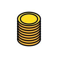 empilhar moedas dinheiro ícone de dólares vetor
