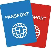 dois realista internacional passaportes eu ia. Passaporte para identificação pessoa. vermelho e azul documento com globo para viagem e período de férias. viajando conceito. vetor ilustração