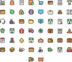 vetor do conectados compras ícone conjunto cor. perfeito para do utilizador interface, Novo aplicativo.