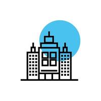 ícone de estilo de linha de cena de paisagem urbana de edifícios vetor