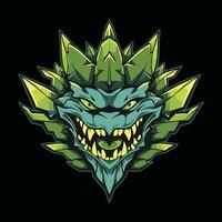 verde Dragão cabeça mascote logotipo para esport. verde Dragão camiseta Projeto. verde Dragão logotipo. verde Dragão adesivo vetor