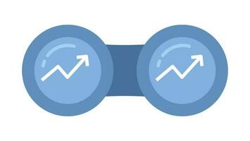 lucro Setas; flechas acima diagrama dentro binóculos semi plano cor vetor objeto. editável desenho animado grampo arte ícone em branco fundo. simples local ilustração para rede gráfico Projeto