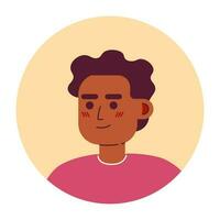 positivo jovem homem semi plano vetor personagem cabeça. editável desenho animado avatar ícone. africano cabelo dreadlocks. face emoção. colorida local ilustração para rede gráfico projeto, animação