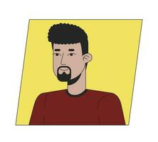 bonito adulto hispânico homem com Preto barba plano cor desenho animado avatar ícone. editável 2d do utilizador retrato linear ilustração. isolado vetor face perfil clipart. foto do usuário, pessoa cabeça e ombros