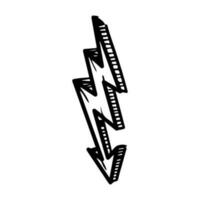 estilo de esboço doodle de ilustração vetorial de símbolo de raio elétrico para design de conceito. vetor