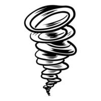 estilo de esboço doodle de ilustração desenhada à mão de desenhos animados de tornado para design de conceito. vetor