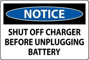 aviso prévio placa fechar fora carregador antes desconectando bateria vetor