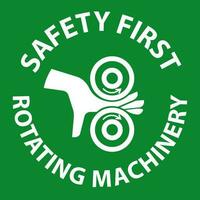 segurança primeiro placa rotativo maquinaria manter mãos longe vetor