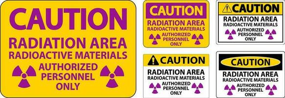radiação Cuidado placa Cuidado radiação área, radioativo materiais, autorizado pessoal só vetor