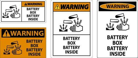 Atenção bateria caixa bateria dentro placa com símbolo vetor