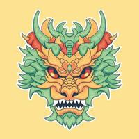 japonês Bravo Dragão face ilustração vetor