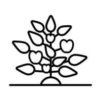 planta de crescimento com ícone de estilo de linha de maçãs vetor