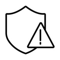 escudo seguro com ícone de estilo de linha de símbolo de alerta vetor