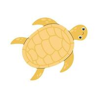 engraçado divertido mar tartaruga isolado em branco fundo. alegre marinho réptil, adorável embaixo da agua animal, mar mundo criatura. exótico fauna do tropical oceano. plano desenho animado colorida vetor ilustração.