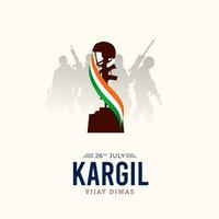 Dia 26 Julho Kargil vijay diwas Projeto conceito com indiano bandeira e exército social meios de comunicação postar vetor