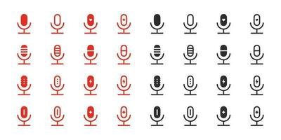 microfone ícones definir. vermelho e Preto microfone ícones. vetor escalável gráficos
