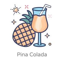 bebida refrescante pina colada vetor