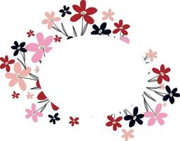 criativo vibrante floral oval quadro, brilhante quadro, Armação com flores silvestres dentro suculento cores. vetor