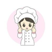 fêmea chefe de cozinha chibi personagem vetor