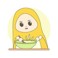 muslimah chibi personagem vetor