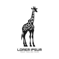 girafa em pé logotipo. selvagem animal logotipo obra de arte Projeto. Preto vetor ilustração