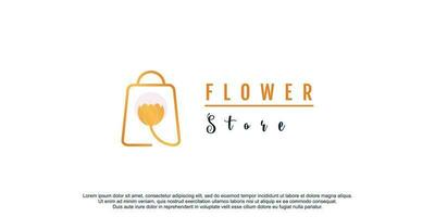 design de logotipo de loja de beleza com conceito de flor e bolsa vetor