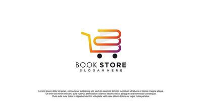 livro loja logotipo com carrinho conceito Projeto Prêmio vetor