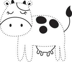 vaca remendado prática desenhar desenho animado rabisco kawaii animê coloração página fofa ilustração desenhando grampo arte personagem chibi mangá quadrinho vetor