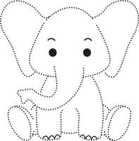 elefante animal pontilhado linha prática desenhar desenho animado rabisco kawaii animê coloração página fofa ilustração desenhando grampo arte personagem chibi mangá quadrinho vetor