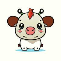fofa desenho animado uma vaca em branco fundo vetor