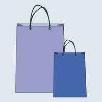 gráfico vetor ilustração com uma compras papel saco em uma azul fundo.