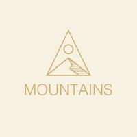 montanhas vetor logotipo Projeto. abstrato natureza logotipo. Sol e montanha logotipo modelo.