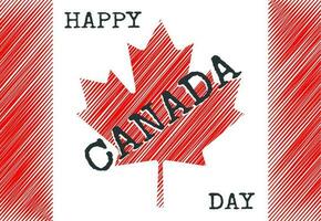 feliz Canadá dia poster com canadense bandeira e congratulatório texto, vetor ilustração