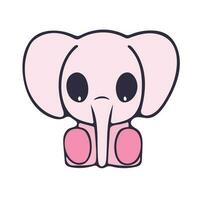 fofa kawaii Rosa elefante bebê personagem ilustração, vetor talhado adesivo.