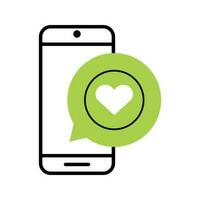 Smartphone saúde coração plano ícone vetor