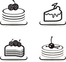 desenho animado bolos. colorida delicioso sobremesas, aniversário bolo com celebração 04 vetor