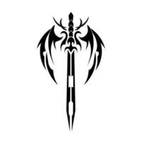 ilustração vetor gráfico do tribal arte espada com demônio asas para tatuagem