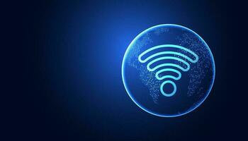 abstrato mundo Wi-fi conexão conceito conexão rede pessoas comunicação em uma azul fundo, futurista, moderno vetor