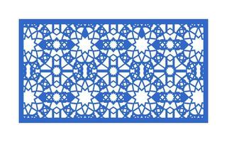 decorativo azul padrões, islâmico, floral e geométrico modelo para cnc laser corte vetor