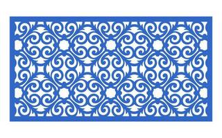 decorativo azul padrões, islâmico, floral e geométrico modelo para cnc laser corte vetor