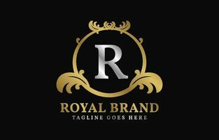 carta r real marca luxuoso círculo quadro, Armação inicial vetor logotipo Projeto