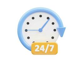 24 hora serviço ícone vetor 3d