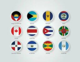 3d bandeira ícones gravar círculo do norte América países vetor