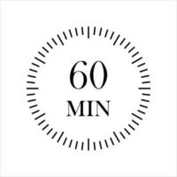 60. minutos temporizadores relógios, cronômetro 60. min ícone. vetor