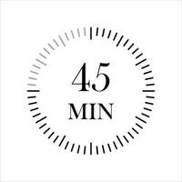 45 minutos temporizadores relógios, cronômetro 45 min ícone. vetor