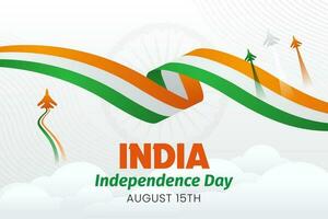 feliz Índia independência dia agosto 15º com bandeira e lutador jatos ilustração vetor