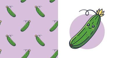 mão desenhado pepino dentro rabisco estilo para concepção bebê roupas. cartão postal com pepino e desatado padronizar. desenho animado boêmio berçário imprimir. crianças Projeto textura para pijamas. vetor ilustração.