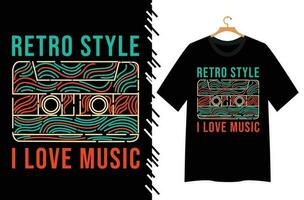 música t camisa Projeto vetor