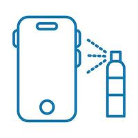 spray de limpeza de garrafa estilo de linha smartphone vetor